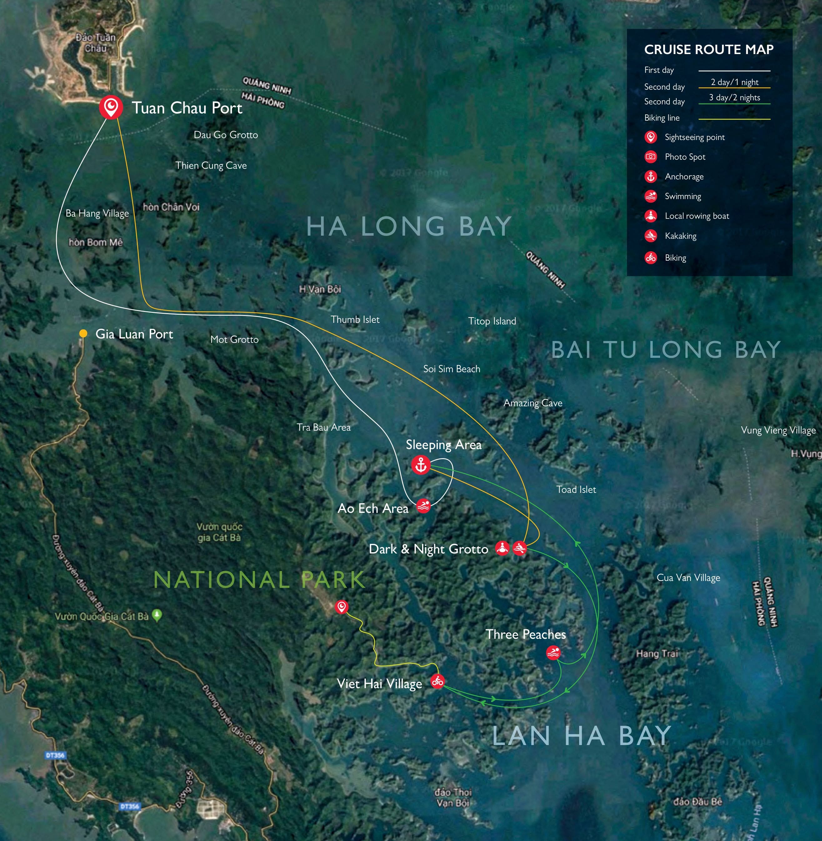 2 day 1 night cruise map